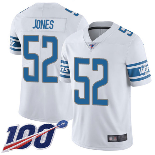 Detroit Lions Limited White Men Christian Jones Road Jersey NFL Football 52 100th Season Vapor Untouchable